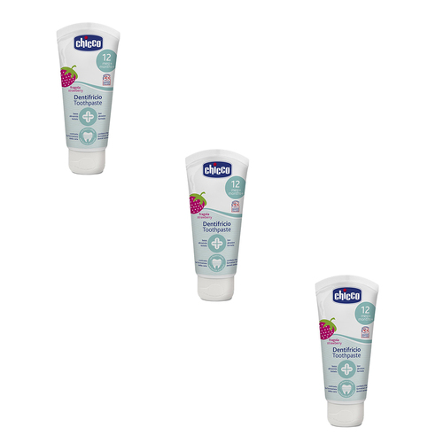 3PK Chicco Nursing Baby 50ml Flouride-Free Toothpaste Strawberry 12m+