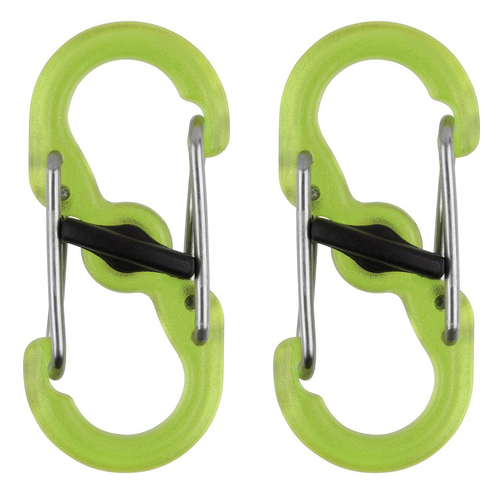 2x 2pc Nite Ize S-Biner Microlock Polycarbonate Carabiner - Lime