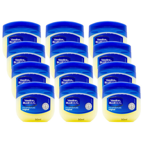 12PK Vaseline 50ml Pure Petroleum Jelly Jar Moisturising Balm Original