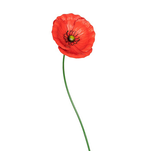 Garden 90cm Metal Stake Poppy XL Floral Decor - Red