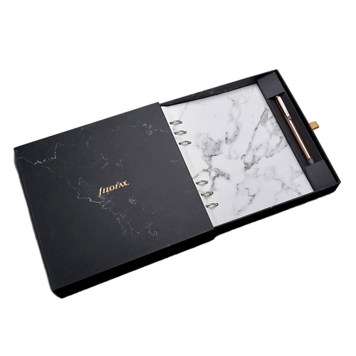 Filofax A5 Clipbook Marble & Rose Gold Pen Gift Set