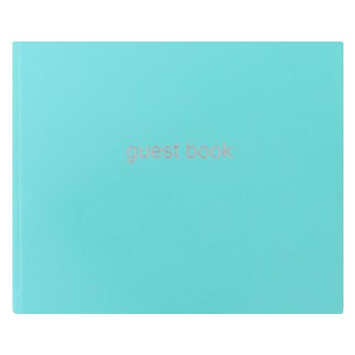 Letts Dazzle Quarto Lined Guest Book Landscape Turquoise Home Stationery