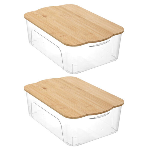 2PK Boxsweden Crystal Reno Storage Box Bamboo Lid 15L 45X29.5X14.5Cm 