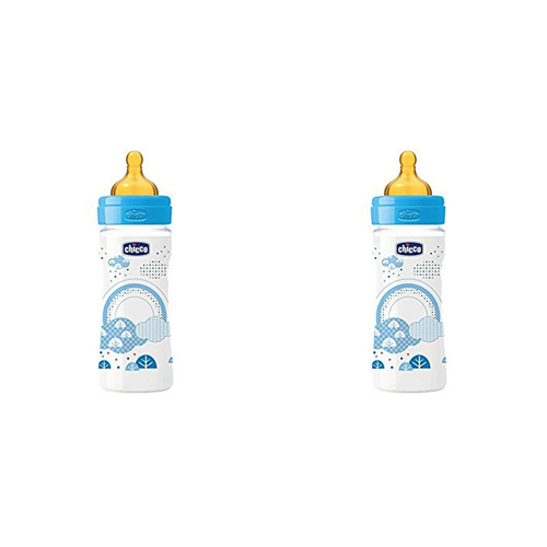 2PK Chicco Nursing Baby Well-Being Latex 250ml Feeding Bottle/Teat 2m+ Boy