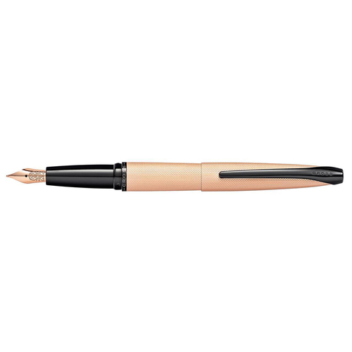 Cross ATX Brushed Etched Diamond Fine Fountain Pen - Rose Gold