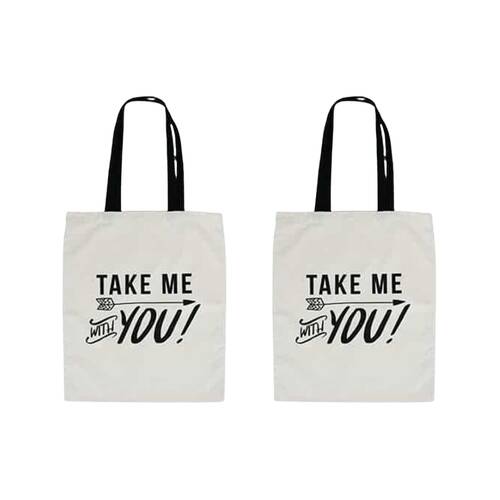 2PK Annabel Trends Womens Canvas Tote Bag 45x40cm - Take Me With You