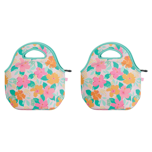 2PK Annabel Trends 30cm Neoprene Lunch Bag Food Storage - Hibiscus