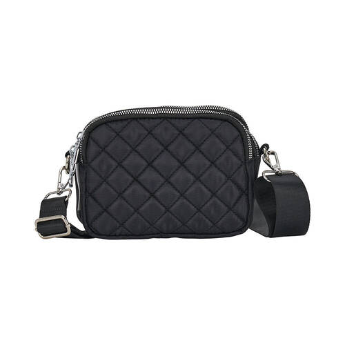 Annabel Trends AT Travel Quilted 3-Zip Crossbody Bag 18x14cm - Black