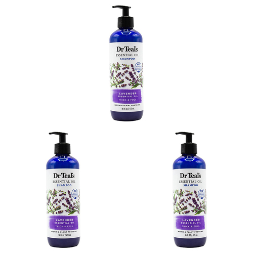 3PK Dr Teals 473ml Shampoo Thick & Full Lavender Essential Oils