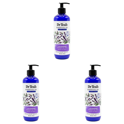 3PK Dr Teals 473ml Conditioner Thick & Full Essentials Oil Lavender Hair Care