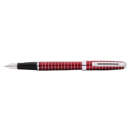 Sheaffer Prelude Fountain Pen w/ Engraved Lines Lacquer Red