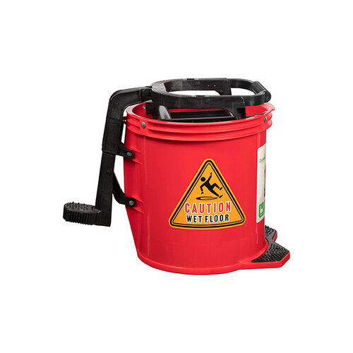 Cleanlink Heavy Duty Mop 16L Plastic Bucket Wringer - Red