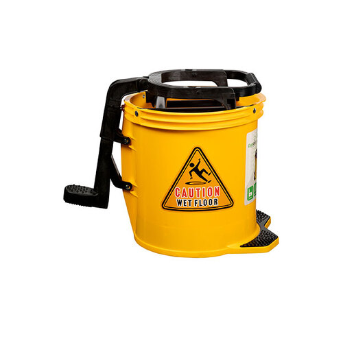 Cleanlink Heavy Duty Mop 16L Plastic Bucket Wringer - Yellow