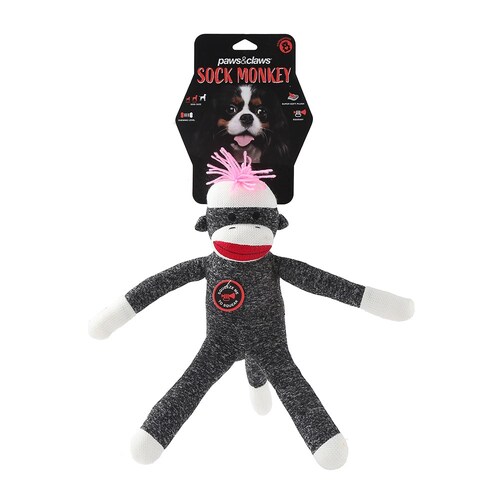 Paws And Claws 40x45cm Sock Monkey Plush Dog/Pet Toy