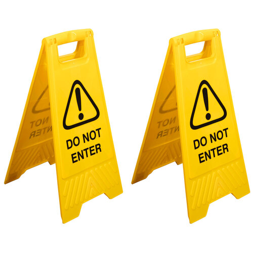 2PK Cleanlink 62cm Safety Floor Sign Do Not Enter Yellow