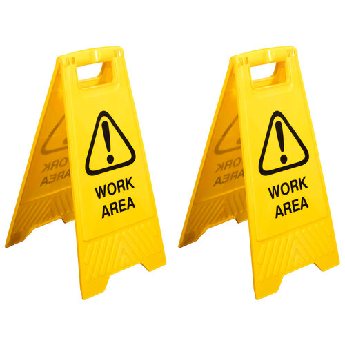 2PK Cleanlink 62cm Safety Floor Sign Work Area Caution Yellow