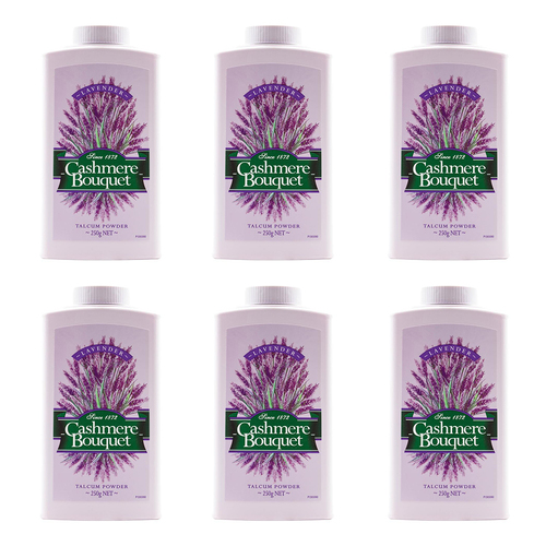 6PK Cashmere Bouquet 250g Talcum Powder Bottle w/ Lavender Scent