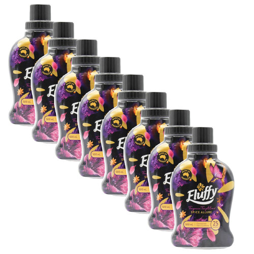 8PK Fluffy Fabric Softener Temptations Spice Allure Scented Gentle Care 500ml