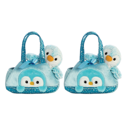 2PK Fancy Pals Penguin Plush 18cm Toy w/ Carry Bag - Blue 3+