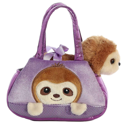 Fancy Pals Sloth Plush Toy w/ Bag 18cm - Purple 3y+