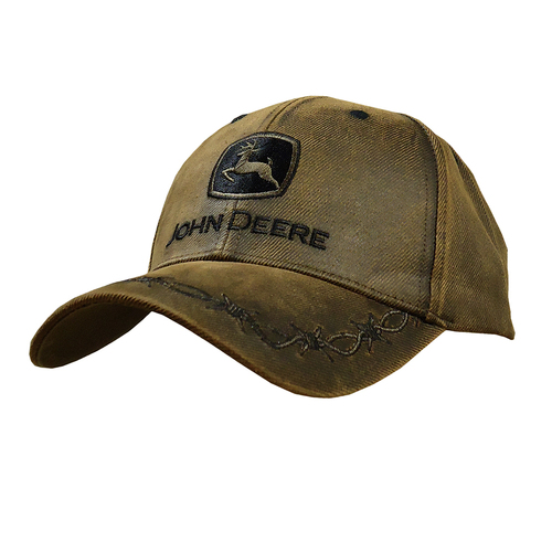 John Deere Men/Unisex One Size Oilskin Cap Brown 