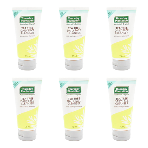 6PK Thursday Plantation 75ml Tea Tree Daily Face Cleanser w/ Chamomile