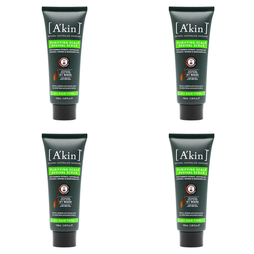 4PK Akin 100ml Purifying Hair & Scalp Revival Scrub w/ Natural Ingredients