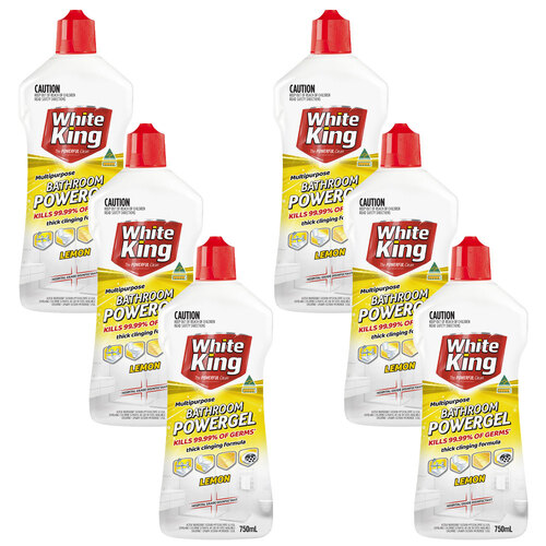 6PK White King Powergel Disinfectant Clean Bathroom Lemon 750ml