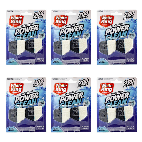 12pc White King In-Cistern Power Clean Blocks 50g Bleach & Blue