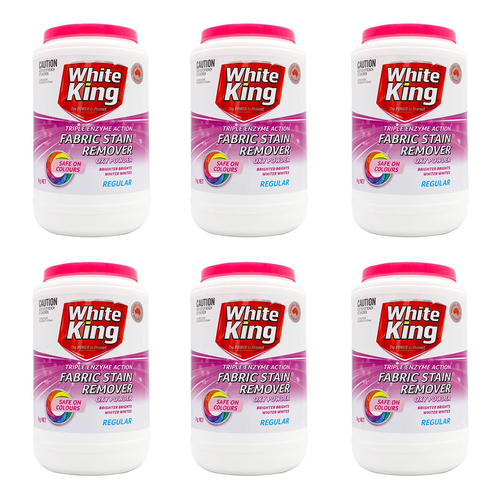 6PK White King Fabric Stain Remover Oxy Powder Regular Safe On Colours 1kg