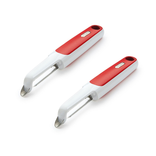 2x Zyliss Soft Skin Peeler Serrated Blade - White/Red