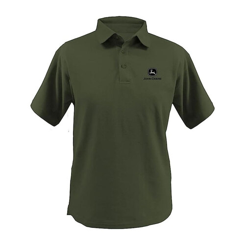 John Deere Large Mens Polo Shirt w/ Brand Logo - Olive