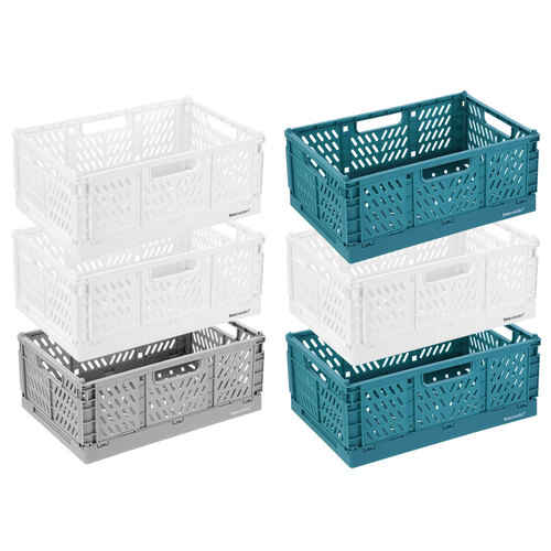 6PK Boxsweden Foldaway Storage Basket 6.3L 31x20x12cm Assorted