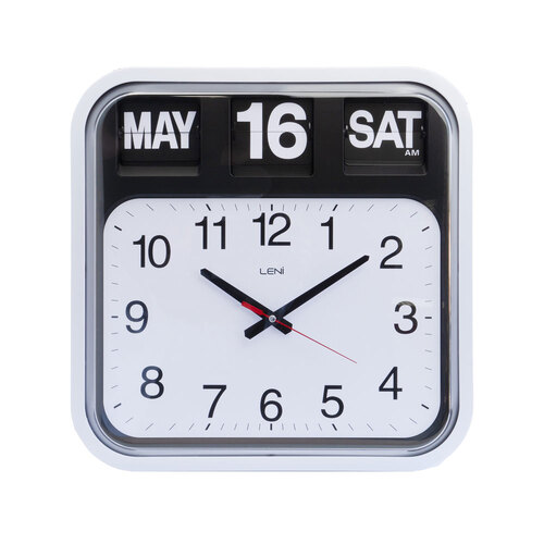 Leni Bankers Wall Clock With Calendar 43x43cm White