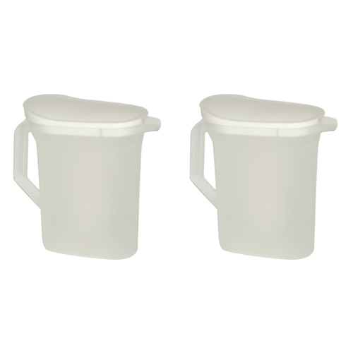 2PK Homeleisure Plastic 2.5L Jug Flip Top Container Clear/White  Storage