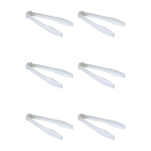 6PK Homeleisure Plastic Kitchen Tongs Non-Stick White  Utensils