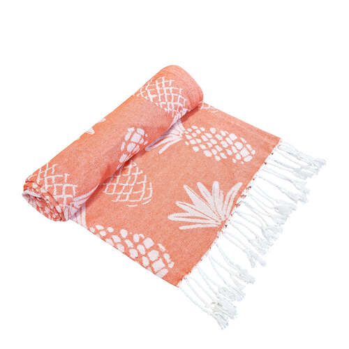 J.Elliot Home Pineapple Turkish Towel 90x180cm Tangerine & White