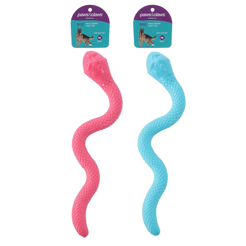 2PK Paws And Claws 41cm Vinyl Flexi-Snake Dog/Pet Toy Assorted