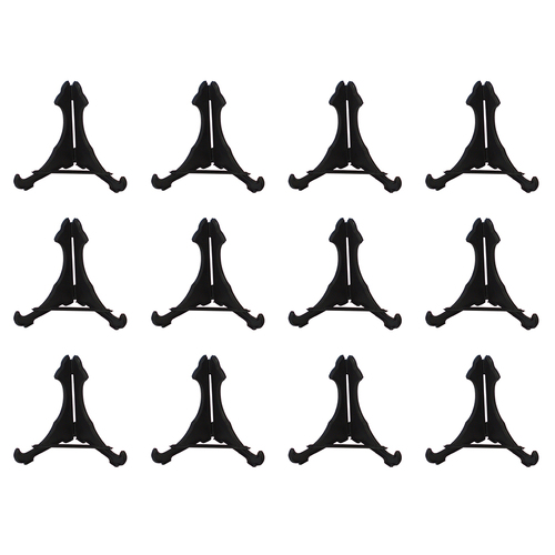 12PK 2pc Homeleisure Plastic Plate Holder Display 112mm Black 