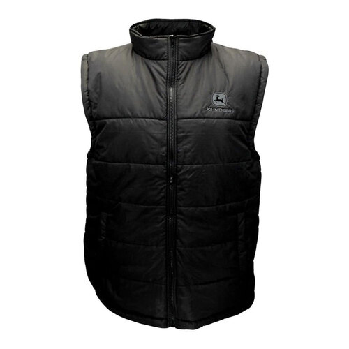 John Deere Medium Mens Puffer Vest w/ Logo - Black