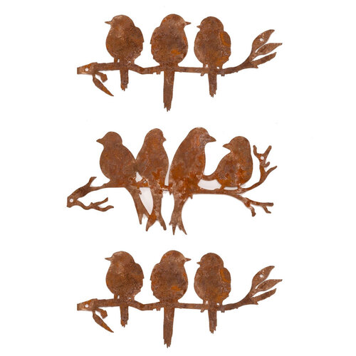 3x Garden Rust Metal 20cm Swallows Silhouette Wall Decor - Assorted