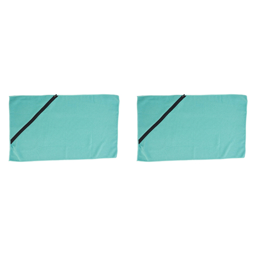 2PK Annabel Trends Waffle Sports Towel w/ Zip Pocket 40x75cm - Aqua