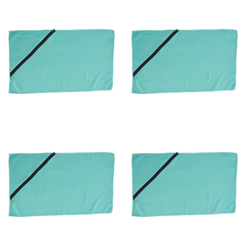 4PK Annabel Trends Waffle Sports Towel w/ Zip Pocket 40x75cm - Aqua