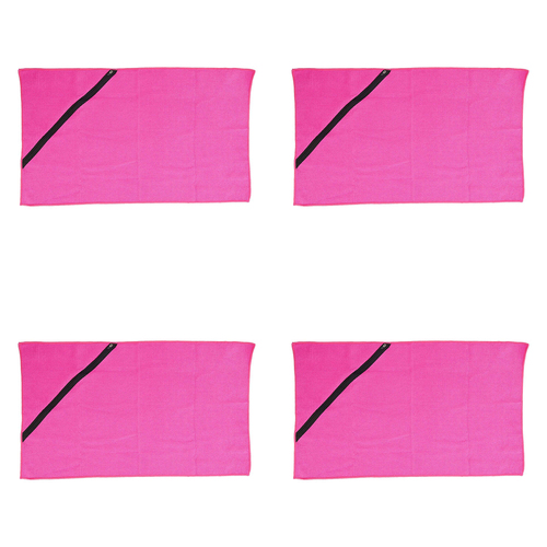 4PK Annabel Trends Waffle Sports Towel w/ Zip Pocket 40x75cm - Hot Pink