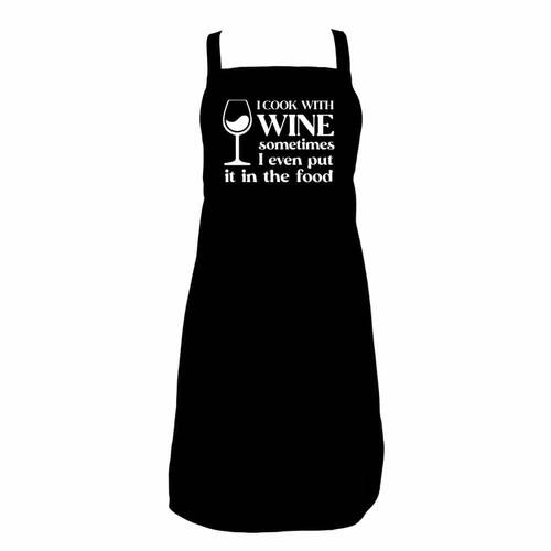 Annabel Trends Cotton Screen Print Apron 60x80cm Cook With Wine