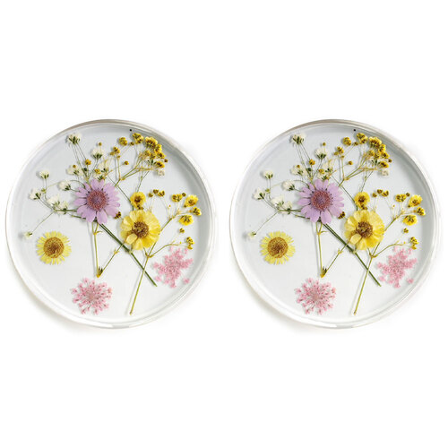 2PK Leni Handcrafted Resin Coaster Real Flower Wildflowers