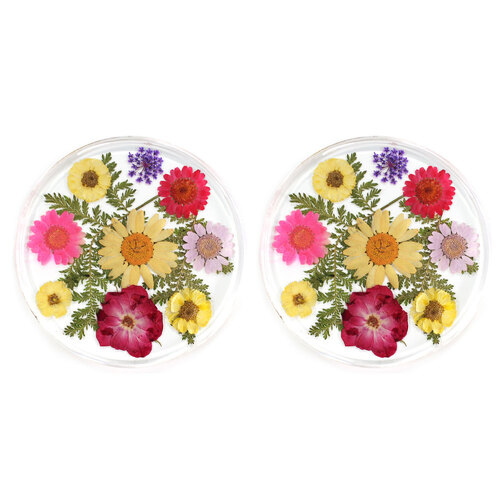 2PK Leni Handcrafted Resin Coaster Real Flower Bright Bunch