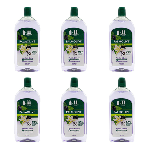 6PK Palmolive 500ml Foaming Hand Wash Refill Vanilla & Berry