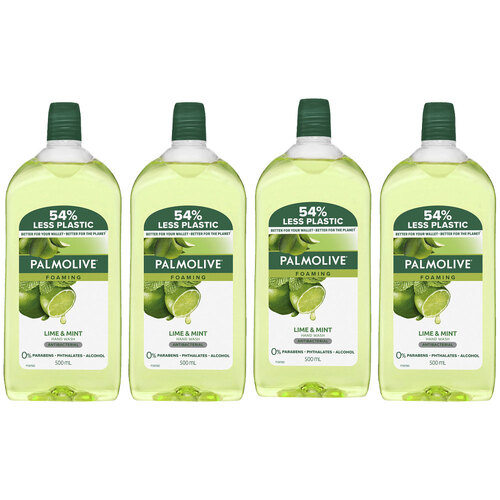 4PK Palmolive 500ml Foaming Hand Wash Antibacterial Refill Lime & Mint