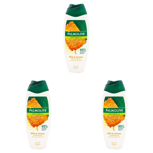 3PK Palmolive Naturals 500ml Body Wash Milk & Honey Scent